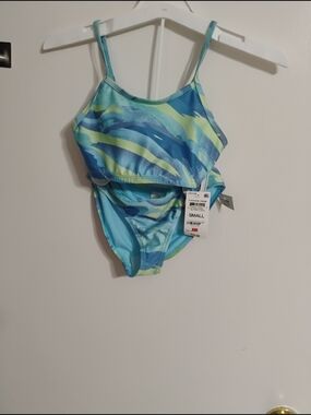 Ideology Kids Wave Print Bikini Set in Aqua and Lime